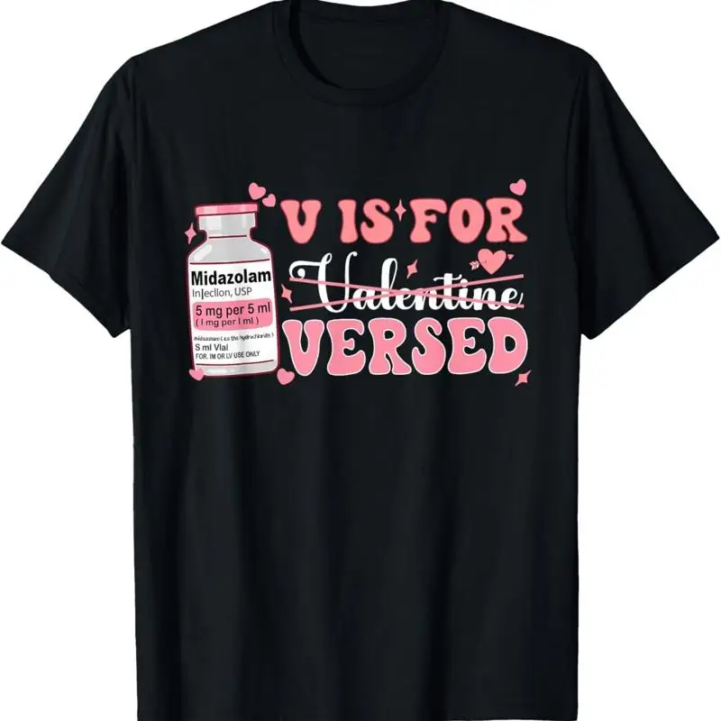 Divertido V es para Versed Pacu Crna enfermeras Día de San Valentín camiseta