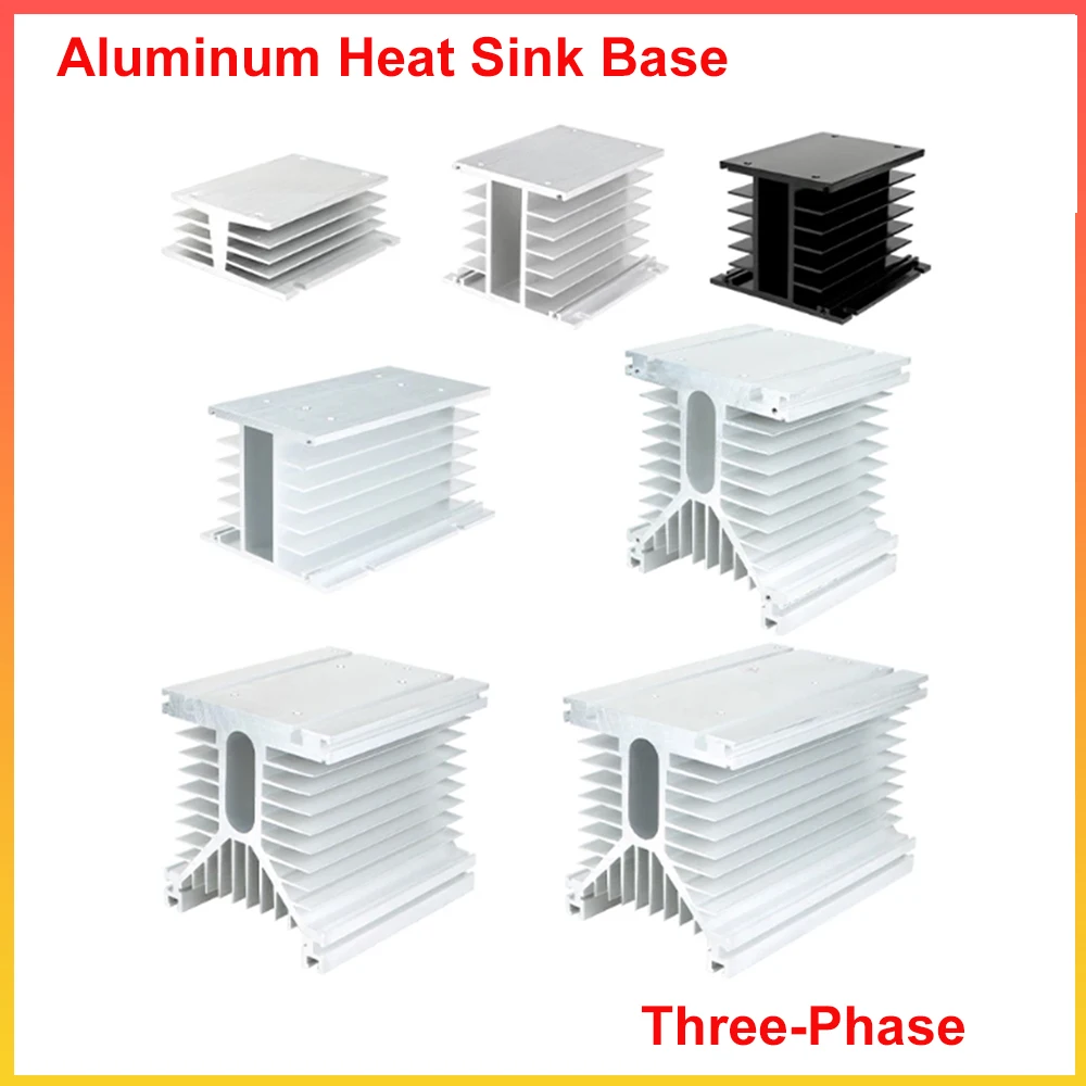1pcs Aluminum Heat Sink Base Three‑Phase SSR Solid State Relay Cooling Radiator Holder Industrial Module Dissipation Parts