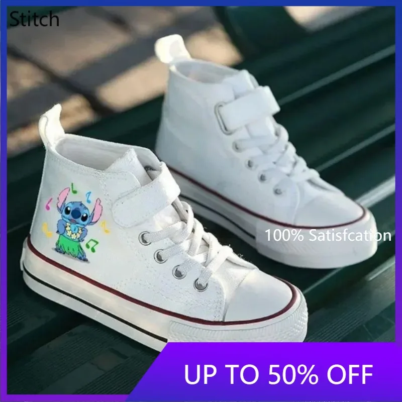 New Lilo Stitch Ventilation Children Print Girl Casual Cartoon comfort Shoes Sport  Boys Kids Canvas Shoes Disney Tennis Shoes