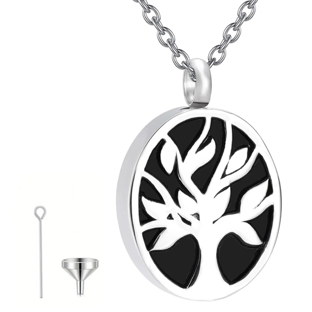    Collane con urna albero della vita per ceneri per donne e uomini Collana con ciondolo cremazione per ceneri Gioielli commemorativi in acciaio inossidabile