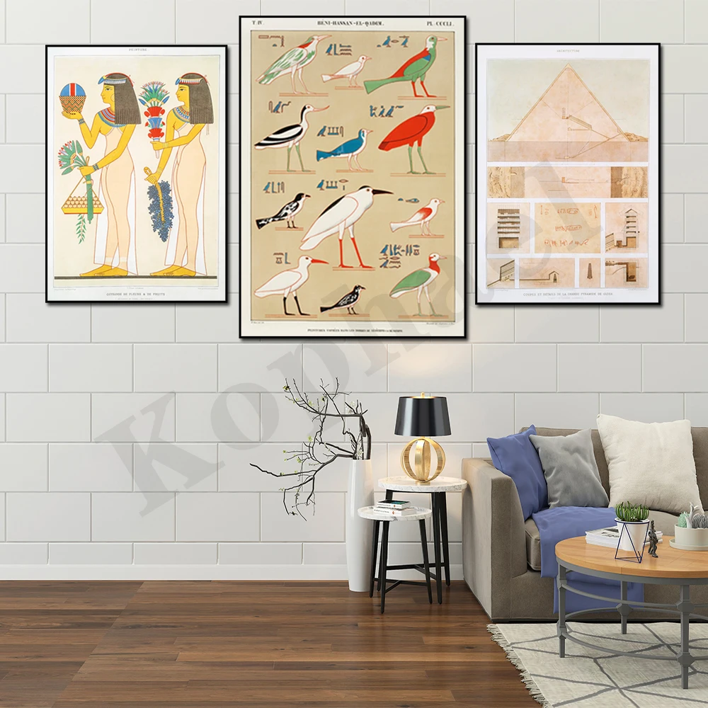 

Abstract Retro Ancient Egyptian Pyramids Female Nude Egyptian Birds Archaeology Art Wall Poster