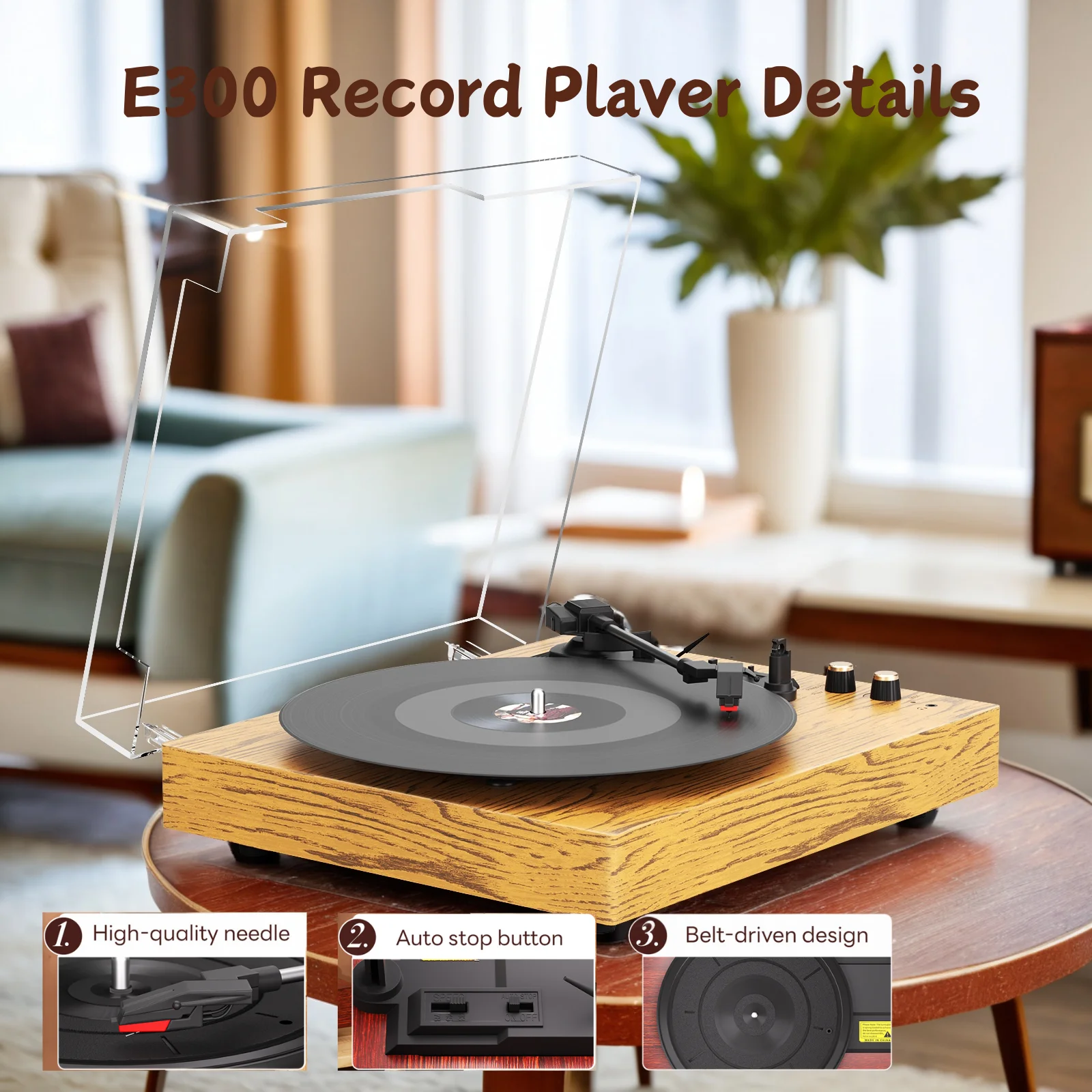 

MAIO 3-Speed 33/45/78RPM Vinyl Spinner with 2 Built-in Stereo Speakers, Retail Packaging, Record Size Converter