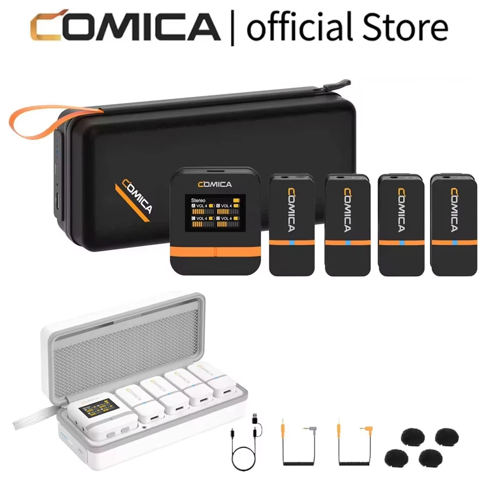 

COMICA Vimo Q Four-channel Mini Wireless Microphone Wireless Lavalier Microphone With Charging Case for Camera Smartphone PC