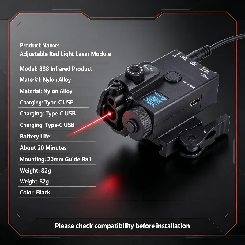 Hobby Model Modification Laser Unit Adjustable Green Beam Type-C Charging Built-in Battery Equipped with External Remote Switch