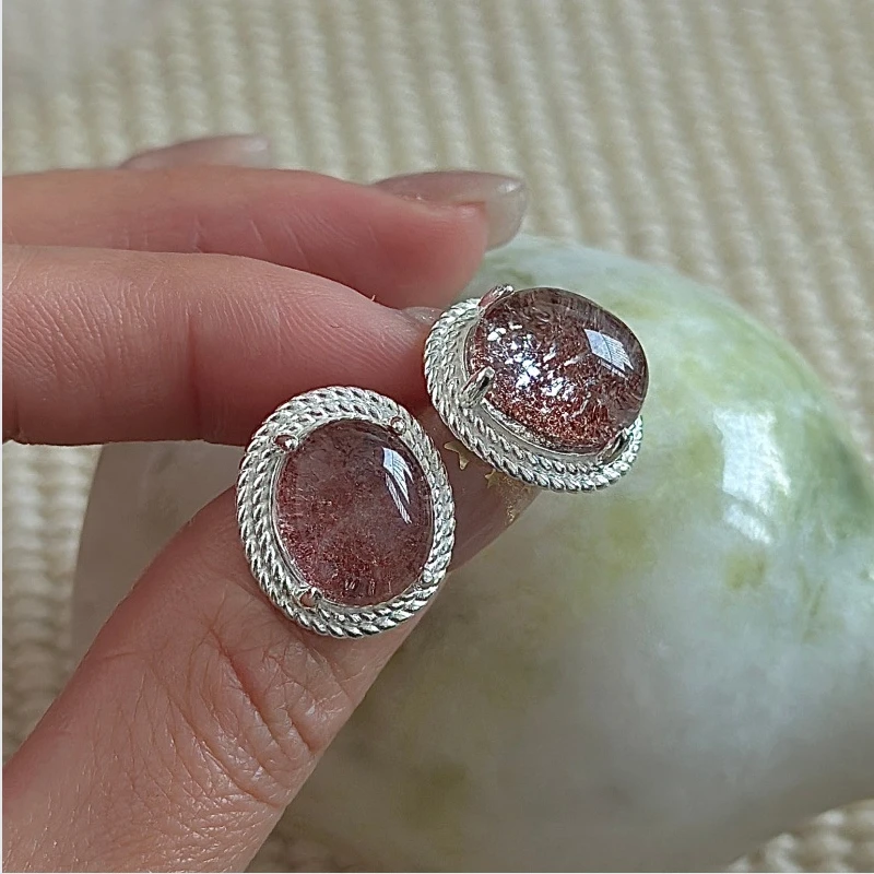 S925 pure silver Korean version niche design retro earrings Korean version simple and fashionable texture earrings