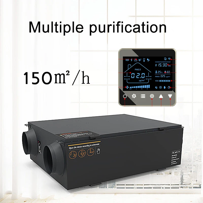 

Air Purifier Central Heating Controller Air Filter Ventilator Fresh Air System Temperature Humidity Sensor Coil Heat Exchanger