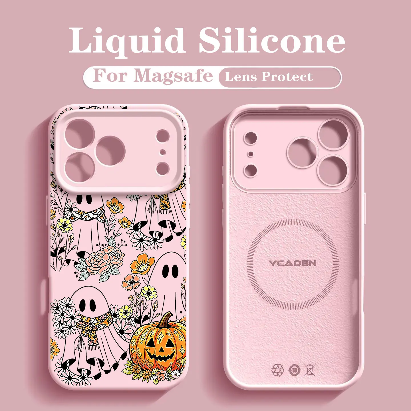 Phone Case For Samsung Galaxy S26 S25 Ultra S23 S24 Plus Ultra Wireless Charge Magnetic Soft Cute Ghost Halloween Flower Cover