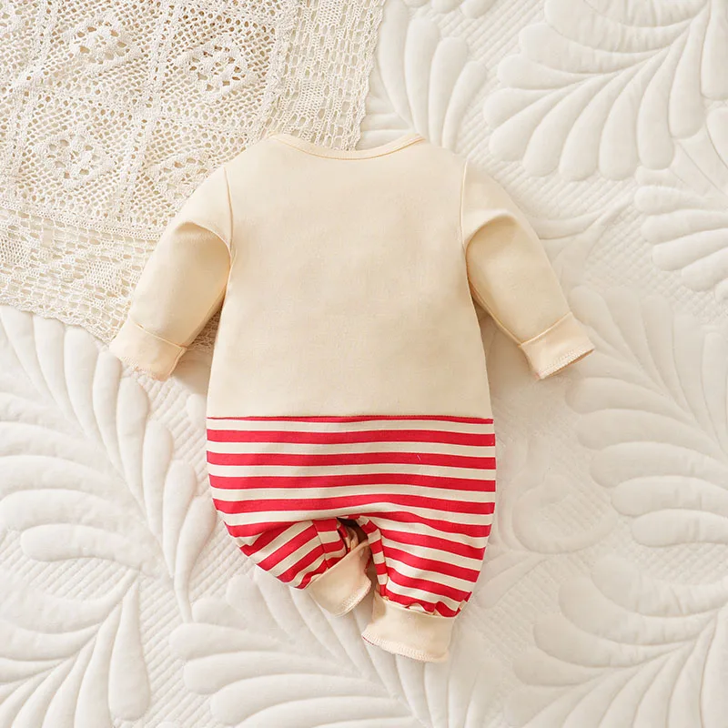 Christmas Reindeer Long Sleeve Onesie 0-18 Months Knitted Stripe Round Neck Festival Lovely Comfortable Romper Boy Girl Baby New