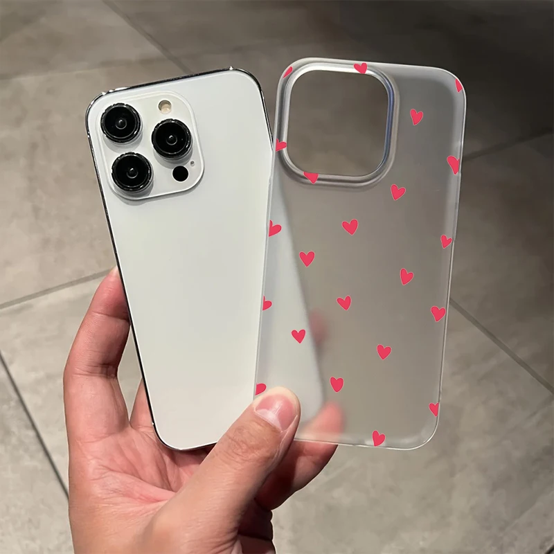 Cute Small Love Heart Soft Phone Case For iPhone 11 12 13 14 15 16 17 Pro Max XS X XR 7 8 Plus 12 13 Mini Shockproof Clear Cover - náhled 3