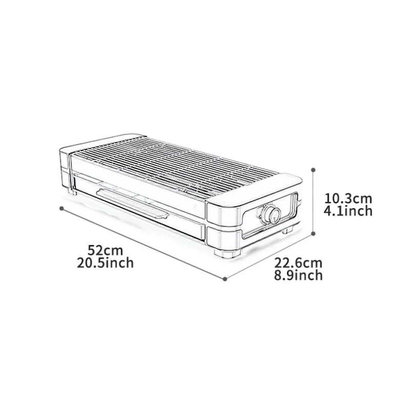 Stylish AMERZIS Stainless Steel Electric Grill for Indoor and Outdoor Use, 110-130V American Plug with Temperature Control and Removable Surface Brush, Ideal for Cooking Steaks and Vegetables image 3