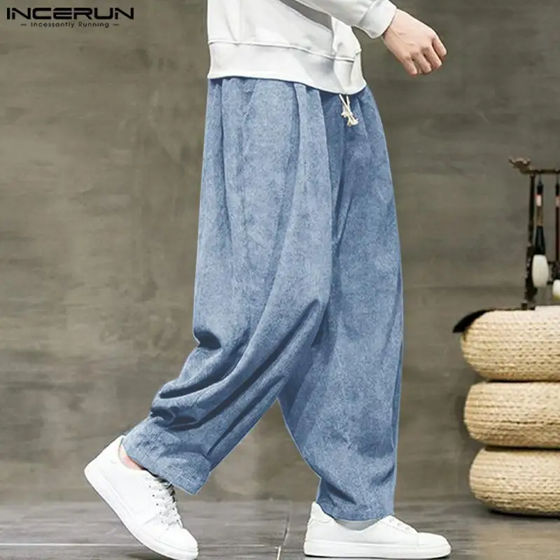 

Men Casual Pants Solid Color Joggers Drawstring Loose Trousers Men Streetwear 2024 Harajuku Retro Male Long Pants S-5XL INCERUN