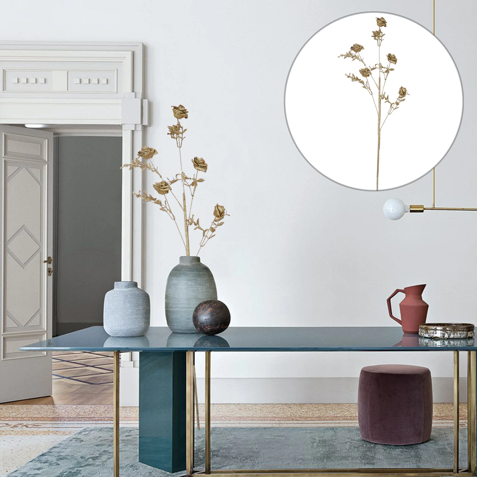 

Artificial Rose Simulated Glitter Powder Flowers Christmas Setting Decor Home Wedding Party Decoration Glitter Artificial Rose