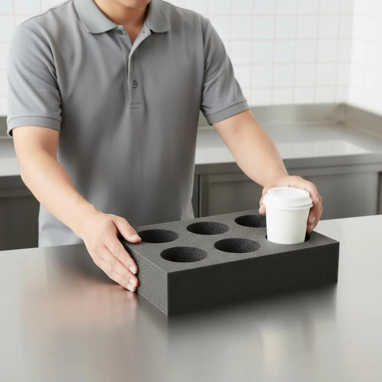 Drink Holder Tray Foam Glass Cup Holder Organizer Insert for Delivery Box and Takeaway Bowls - view 3