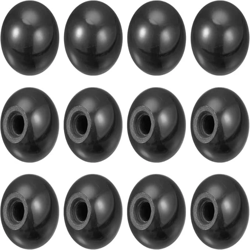6pcsThreaded spherical knob，M8Internal thread thermosetting spherical knob，Diameter1.18Inch，Black round operating ball handle，Wi