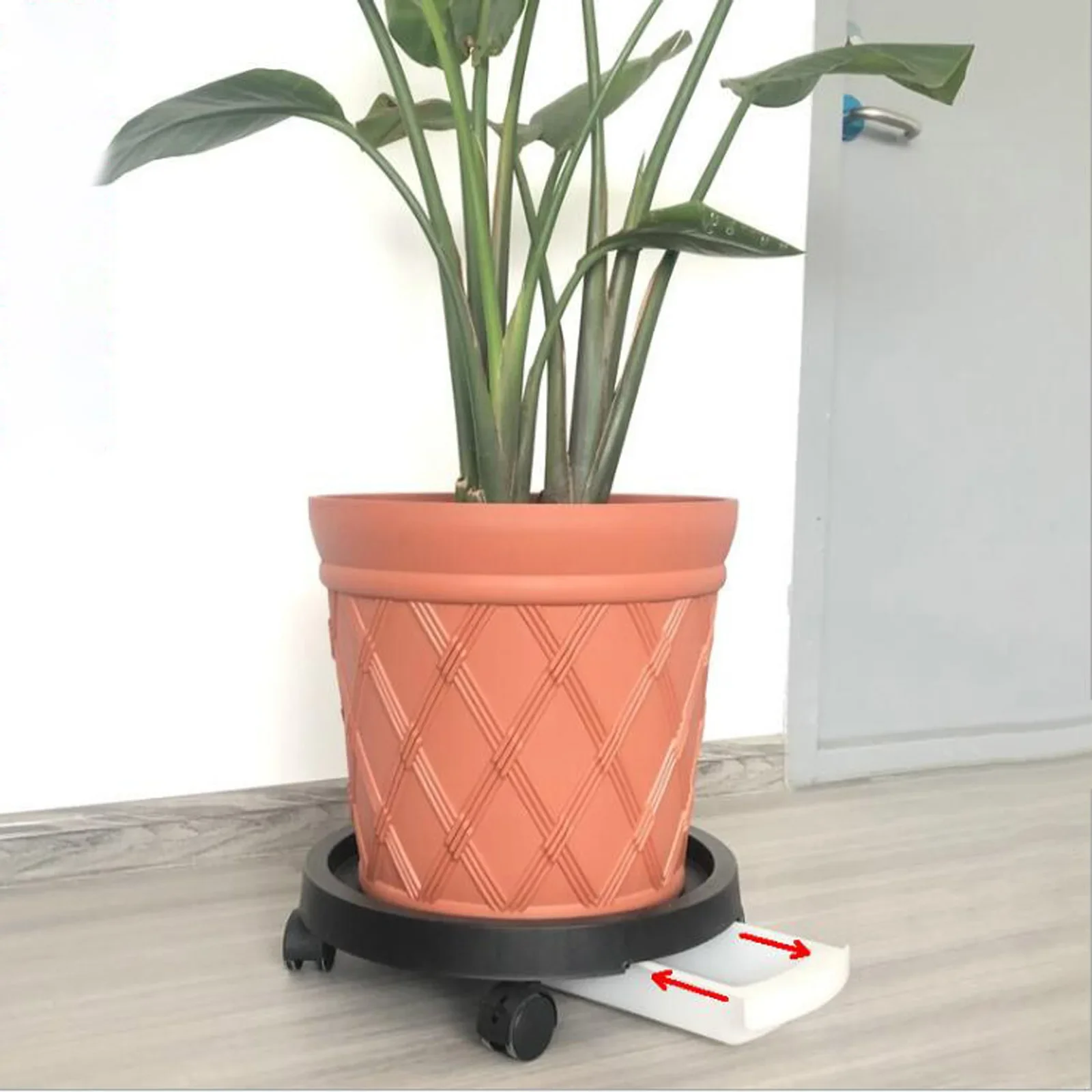 Pot Tray Round Caster Pallet Rack Plant Saucers With Wheels Portable Thickened Stand 14inch White Flower Garden Planter Caddies