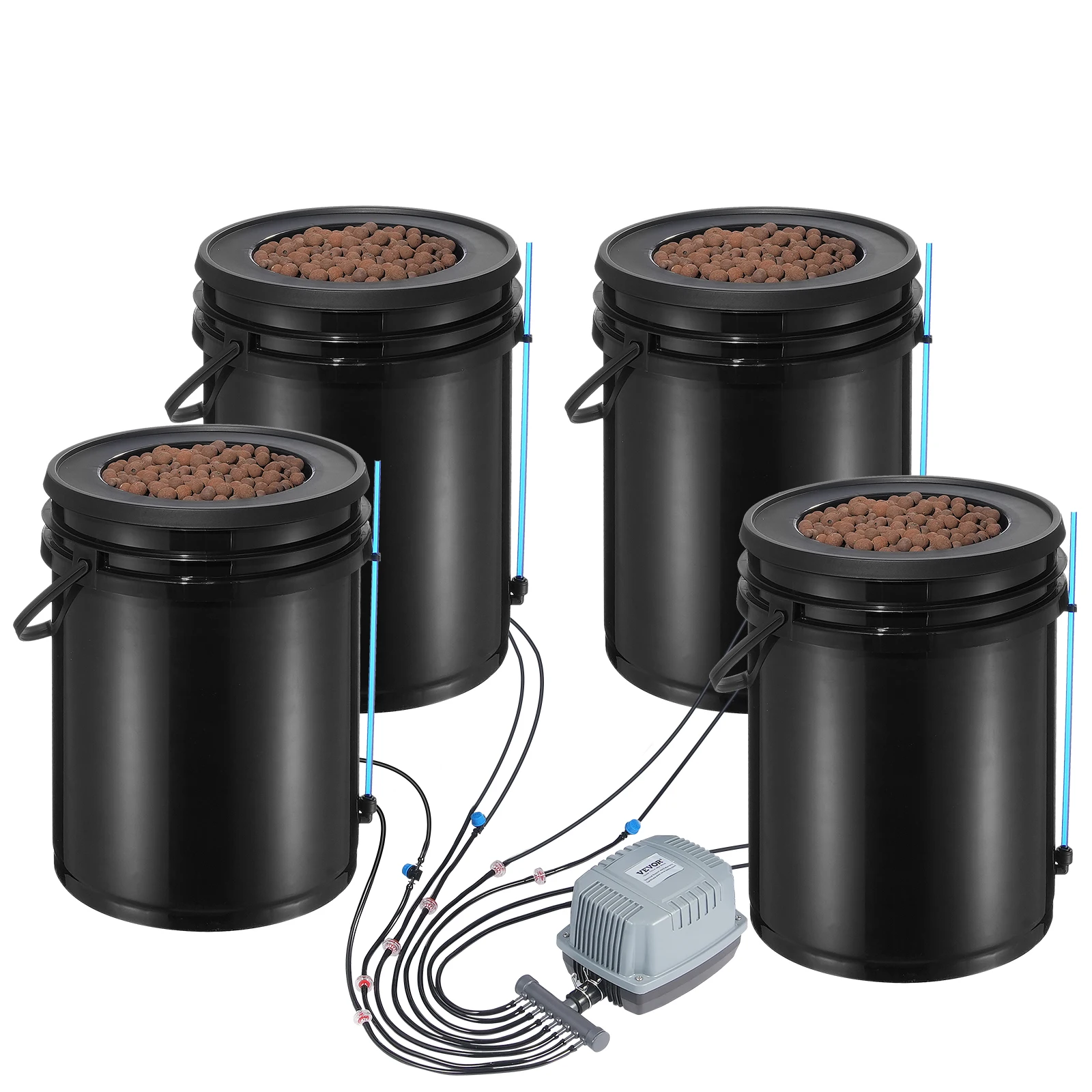 VEVOR DWC Hydroponics Grow System Hydroponic Growing System with Top Drip Kit Deep Water Culture 5-Gallon Buckets with Air Pump