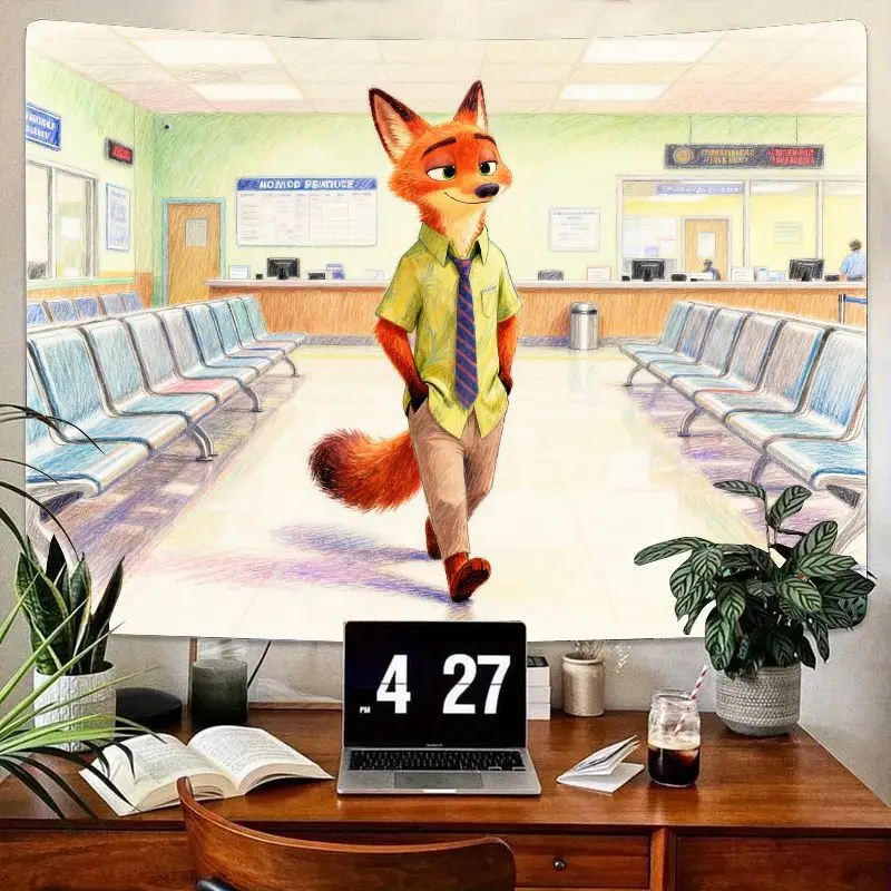 

1 шт. Zootopia Nick Wilde Fox Dapper крутой мультяшный гобелен современный полиэстер настенное искусство гостиная спальня общежитие Декор подарок для Zooto