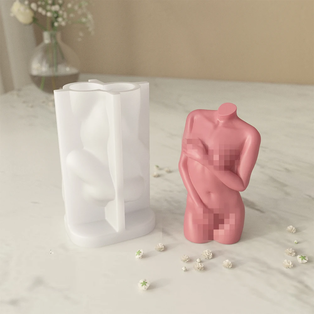 LZ030 3D Shy Human Body Candle Mold Male Female Resin Plaster Body Silicone Molds For Home Decoration Crafts