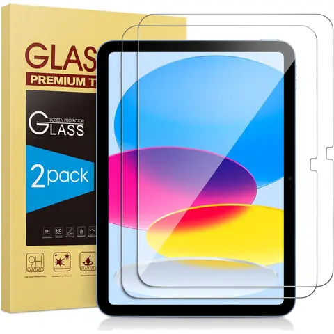 Lot de 2 protecteurs d'écran pour iPad 10e/11e génération 10,9 pouces/Air 11 pouces 2025/2024 [7e/6e/5e/4e génération, M3/M2], film en verre trempé pour iPad 9e 8e 7e (2021/2020/2019), anti-rayures, haute définition, compatible avec les coques, compatible Apple Pencil