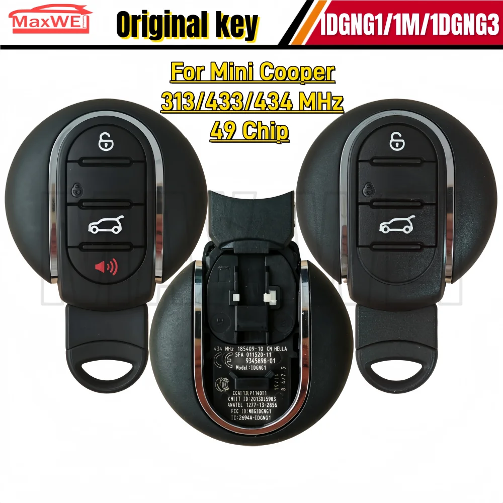 FCC ID: IDGNG1 IDGNG3 IDGNG1M 433/434MHz 313.8MHz 49 PCF7953P Chip Original Smart Remote Key For Cooper MINI 3/4 Buttons
