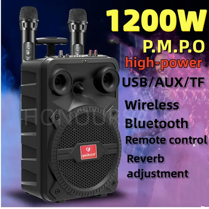 Imagem -02 - Quadrado Bluetooth Alto Volume Microfone sem Fio Duplo Karaoke ao ar Livre Inserção de Cartão Portátil Dance Rod 1200w P.m.p.o-alto-falante