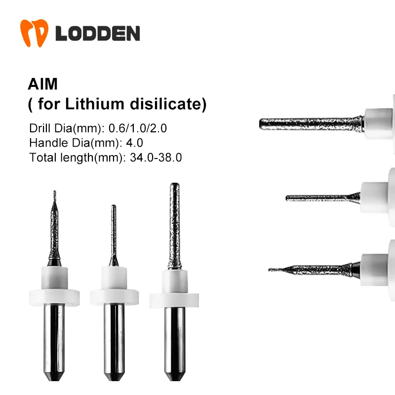 AIM Dental Milling Burs For Dental Lithium Disilicate Grinding 1pcs Drill Coating D4-36-D0.6/1.0/2.0mm Dental Lab Grinding Drill