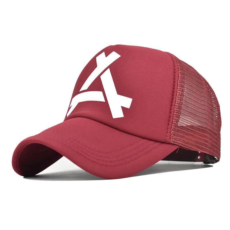 

New Style Trendy Three Dimensional Embossed Triangle Logo Printed Mesh Cap