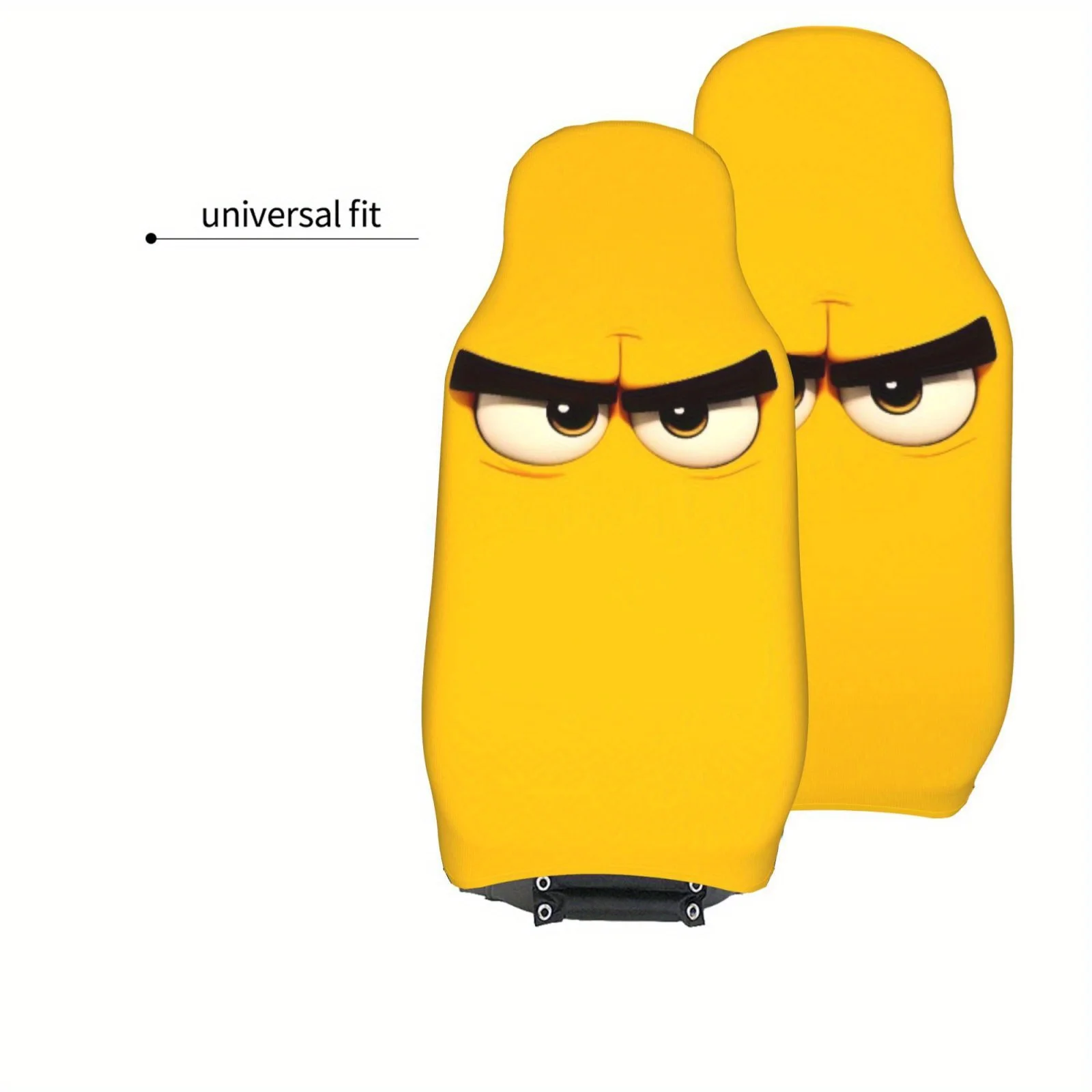 Front Car Seat Covers Yellow Base with Frowning Eyes Design Print  Multiple Quantities Available - Luxury Car Seat Protector