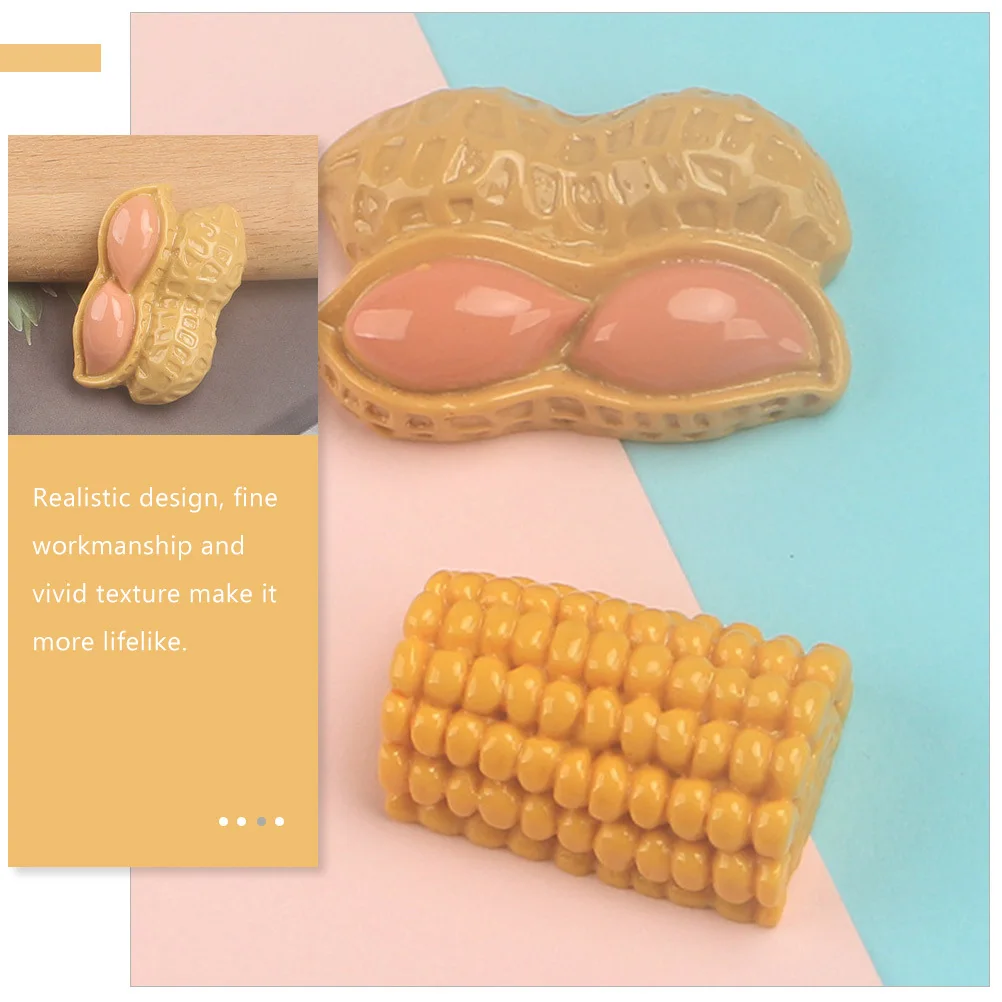 

20Pcs Corn Peanut Keychain Simulated Fake Food Display Props Photography DIY Kitchen Accessories Fake Food Artificial Corn