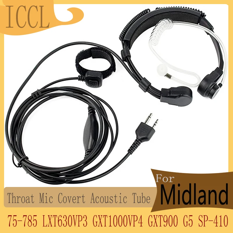 ミッドランド用スロートmicアコースティックチューブイヤーピース、指付きラジオヘッドセットptt、lxt630vp3、gxt1000vp4、gxt600、gxt900、gxt1050vp4