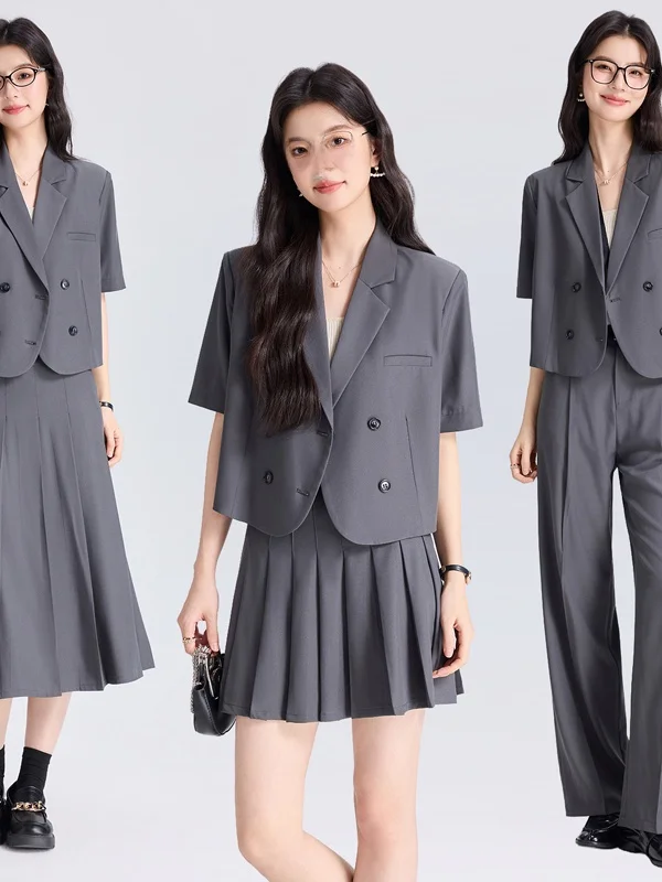 

Business Professional Short Sleeve Suit Jacket Women's Summer Elegant Simple Art Exam Dry Commute Short Sleeve Suit Set