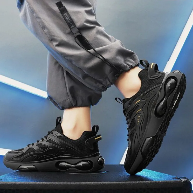 Men's Casual Sports Shoes 2024 Spring Summer Breathable Mesh Running Thick Soles Fashionable Dad Shoes Lace Up Running Shoes