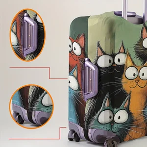 Cartoon Cat Print Luggage Cover, Suitable for 18-32 Inch Luggage Cover, Luggage Handle Sleeve, Travel Accessories