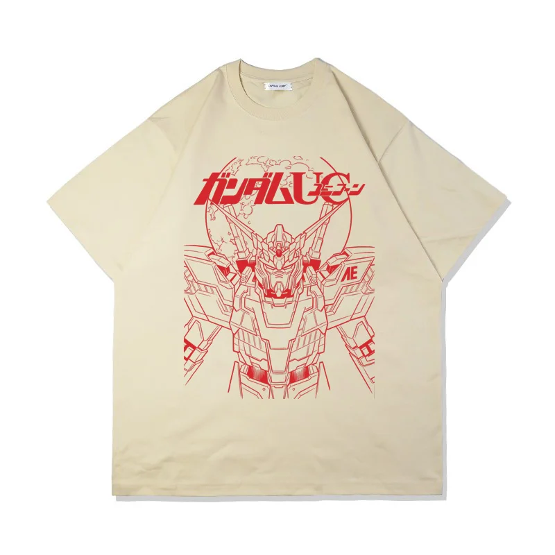 T-shirt a maniche corte giapponese retrò Anime Mobile Fighter Gundam Unicorn Estate Nuovi uomini e donne Streetwear