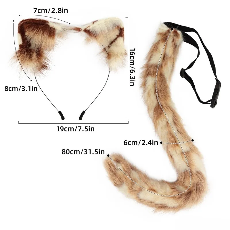 Plush Animal Ears Handmade Simulation Cat Ears Headband Cos Three-flower Cat Tail Set Accessories Props cosplay anime