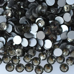 1440PCS SS4-SS40 Glass Black Diamond Nail Art Decorations Non Hotfix Flat Back Rhinestones Loose Stones Crystals Strass DIY