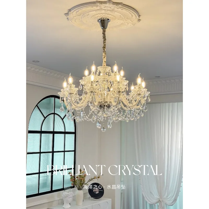 French light luxury crystal chandelier retro court style living room creative atmosphere dining room light high-end atmospheric