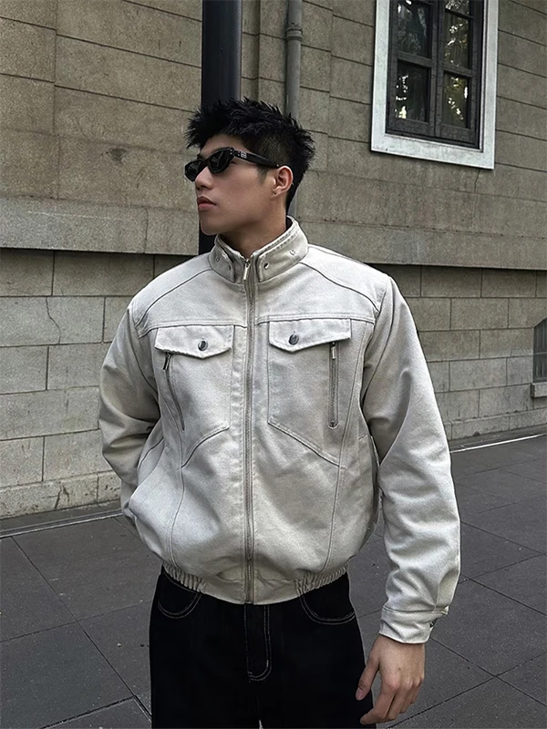 

American Sle ort Deconstructed Design Harlandon Jaet Men Spring Haome Hard Man Motorcycle Sle Outerwear