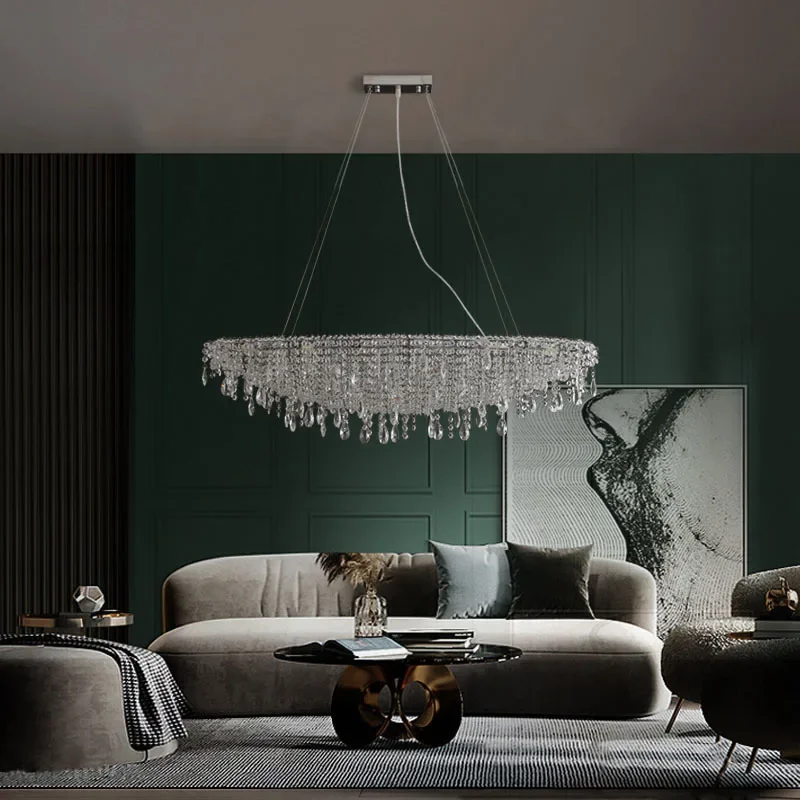 غرفة المعيشة الإبداعية فيلا الفن ضوء غرفة الشاي الفاخرة الثريا الكريستال #4