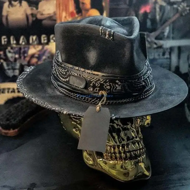 652B Halloween-Geschenk, Cowboyhut, perfektes Geschenk für Halloween-Liebhaber, Cowboyhut mit Totenkopf-Motiv,