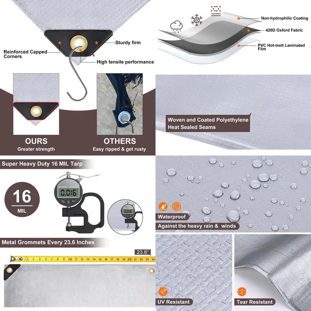 Große 10x20FT robuste wasserdichte Planen mit Ösen, UV-beständigen und verstärkten Kanten für den Außenbereich