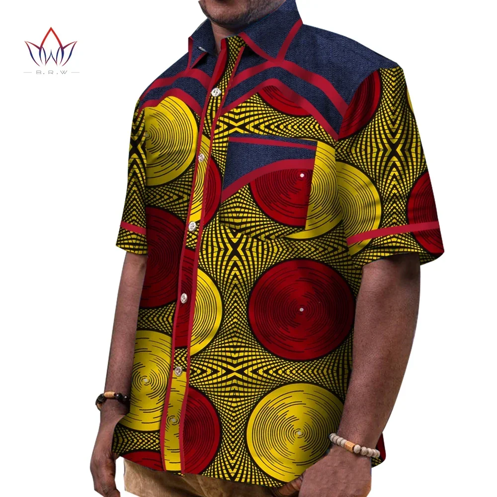 Ropa africana de primavera para hombre, camisa de manga corta Dashiki para hombre, camisas informales ajustadas, ropa de marca 6XL WYN436