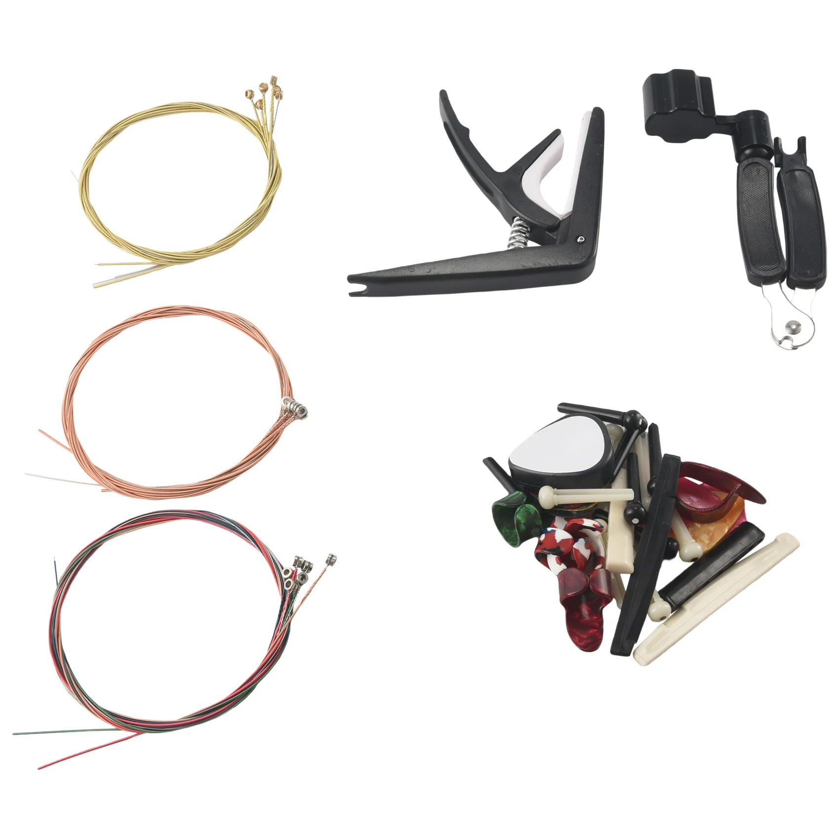 【CYBER MONDAY】34 PCS Guitar Accessories Kit Including Guitar Picks,Capo,Acoustic Guitar Strings,3 in 1String Winder,Bridge Pins,