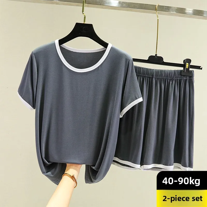 

Summer Modal Spwear Set Women's Loose ort Sve T-irt plus Size Top orts Two-piece Set Comfortable Home Clothes