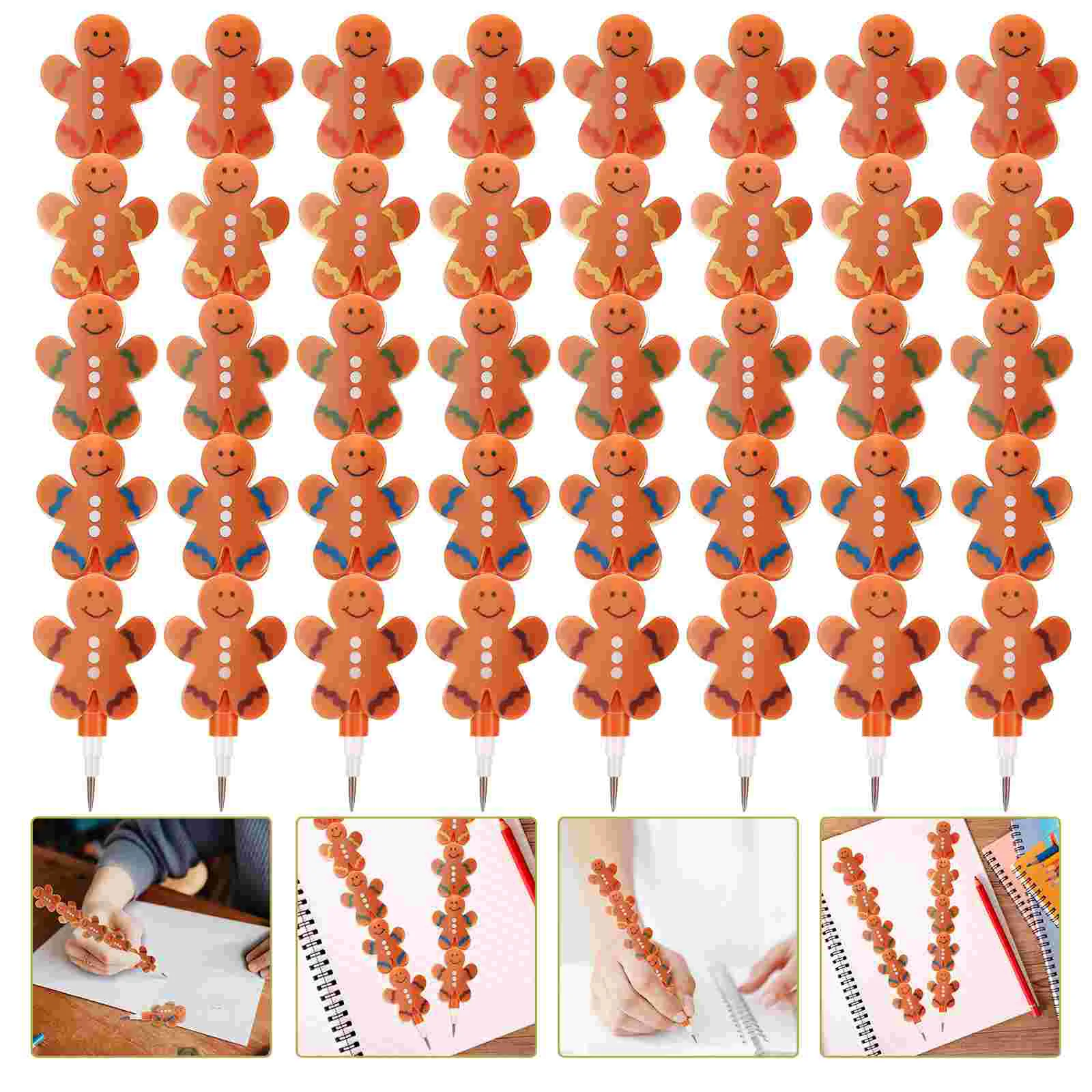 12 Pcs Cute Gingerbread Man Pencil Pupils Pencils Kids Stackable Plastic Students