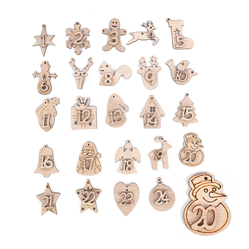 DIY Numbers Christmas Gift Bag With Christmas Number Wooden Card Countdown Ornament Christmas Gift Bags Candy Storage Pouches