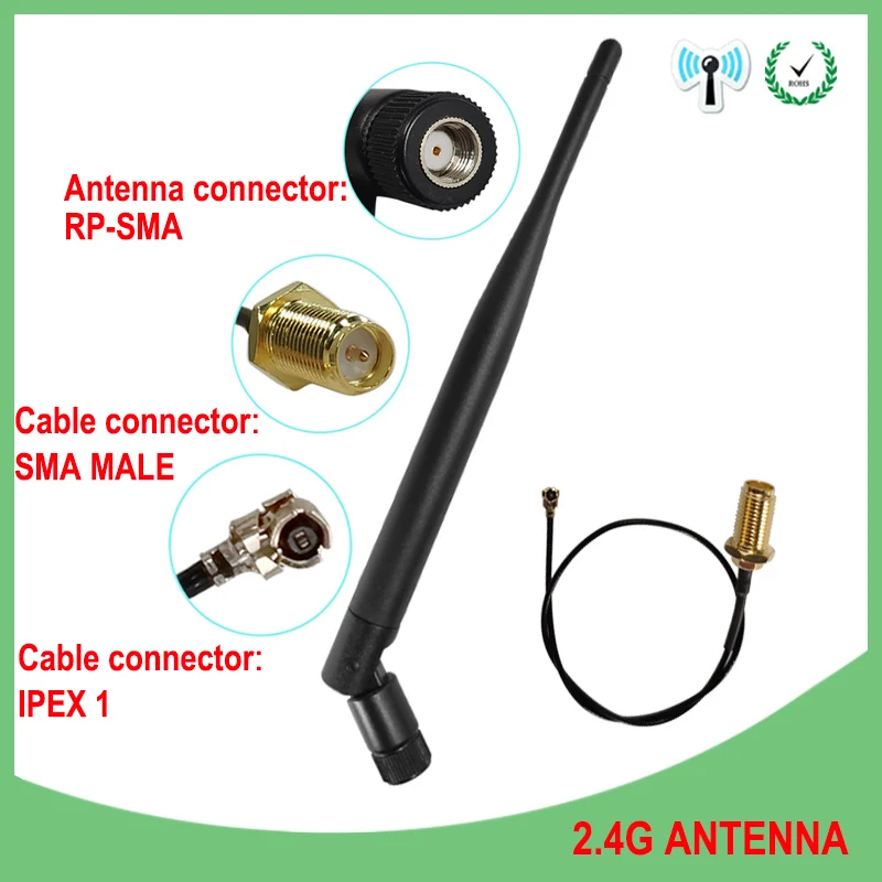 

EOTH 2.4g antenna 5dbi sma female wlan wifi 2.4ghz antene IPEX 1 pigtail UFL 21cm male iot router tp link signal receiver antena