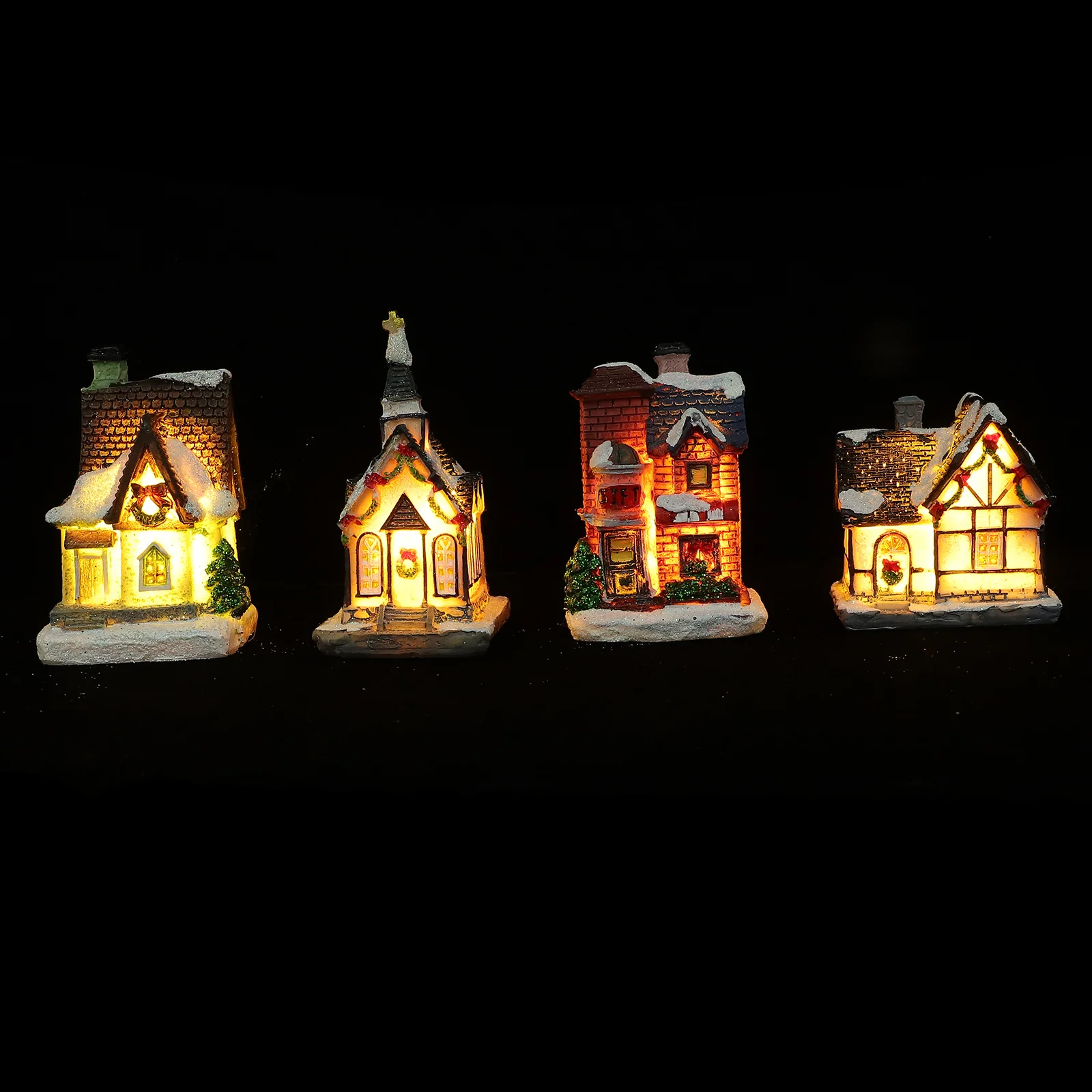 

4Pcs Christmas Resin Luminous Small Ornaments Colorful Desktop Decor Party Craft Xmas Flashing Decoration