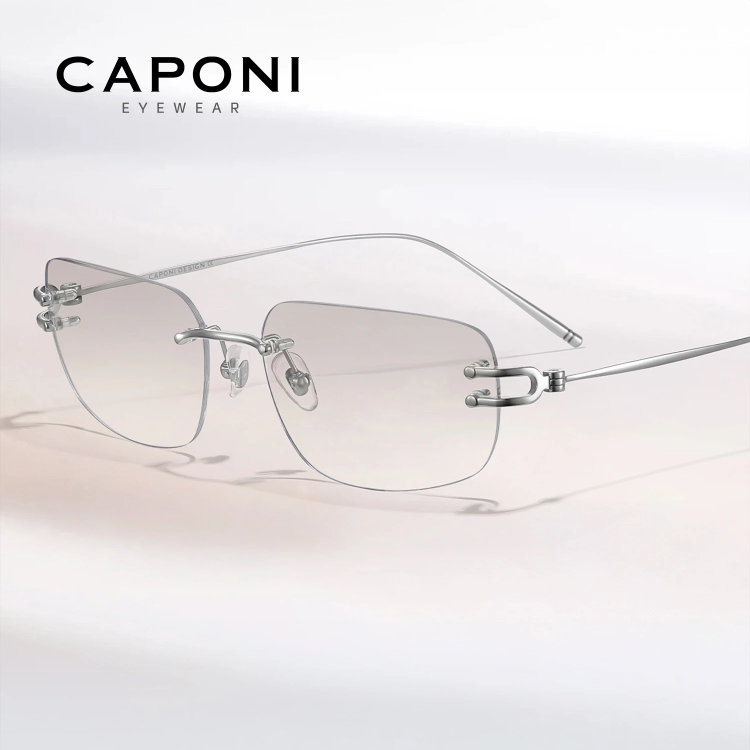 CAPONI Women Cat Eye Sunglasses Titanium Original Design Outdoor Driving Sunglasses Eyewear UV400 Gradual Silver Glasses CP35050