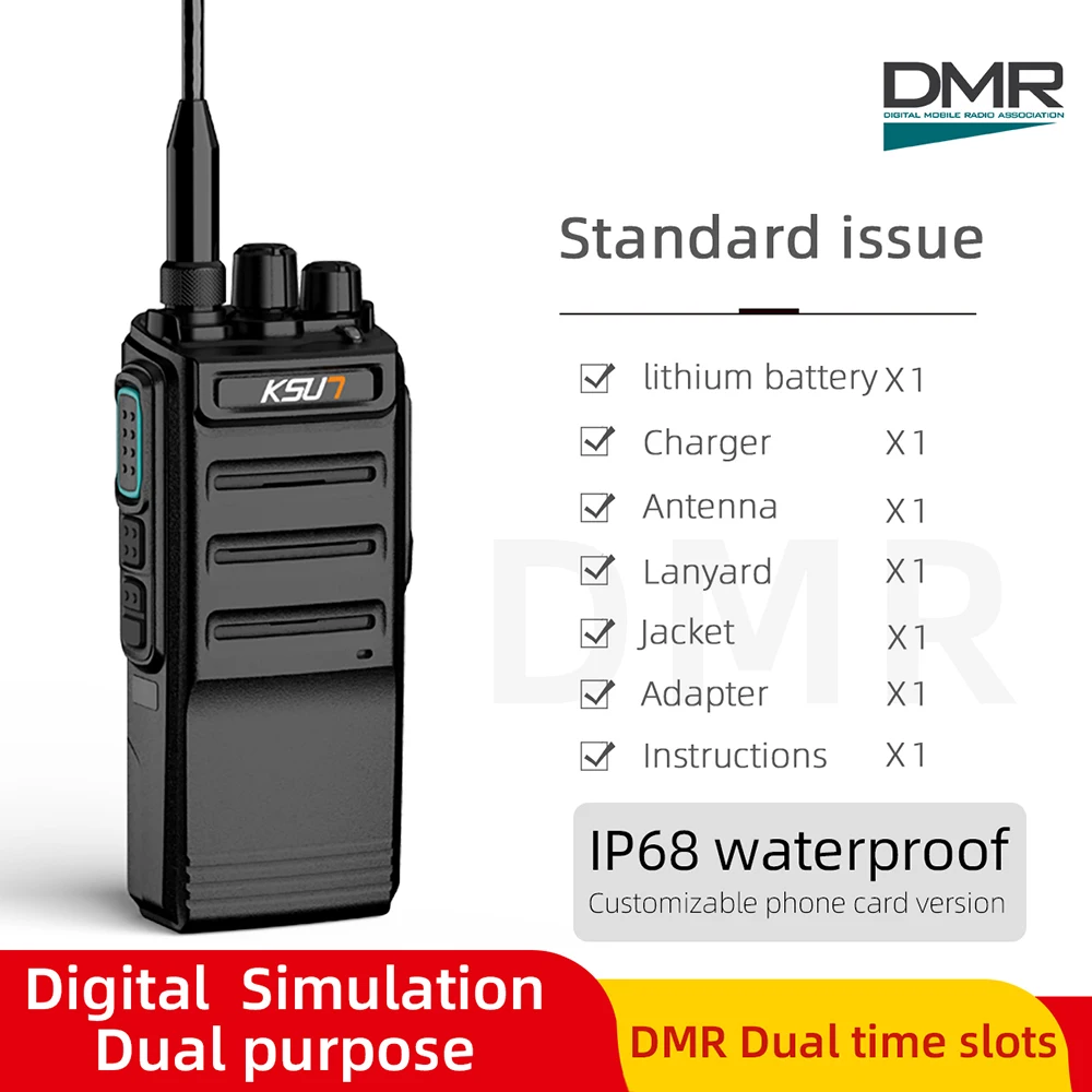 KSUN DM18UV DMR Ptt لاسلكي تخاطب طويل المدى IP68 مقاوم للماء VHF UHF Uv ثنائي النطاق مشفر راديو المحمول الرقمي